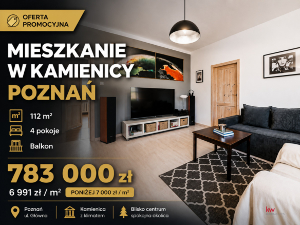 112 m² | 4 pokoje | 6 991 zł/m² | Balkon | Poznań