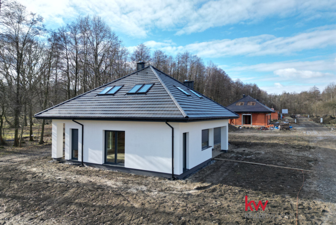 Nowy dom z dużą działką i zieloną okolicą dookoła