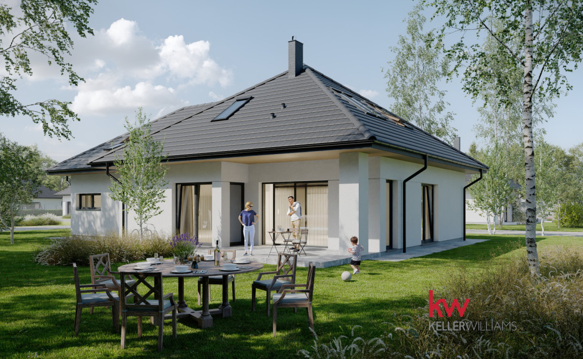 Nowy dom z dużą działką i zieloną okolicą dookoła